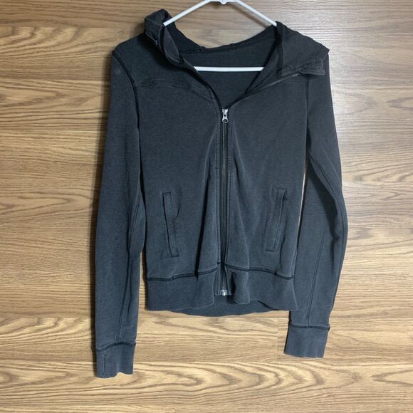 Lululemon Hoodie Womens Small Gray Full Zip Athletic Active Stretch Gym Work Out - Picture 1 of 7